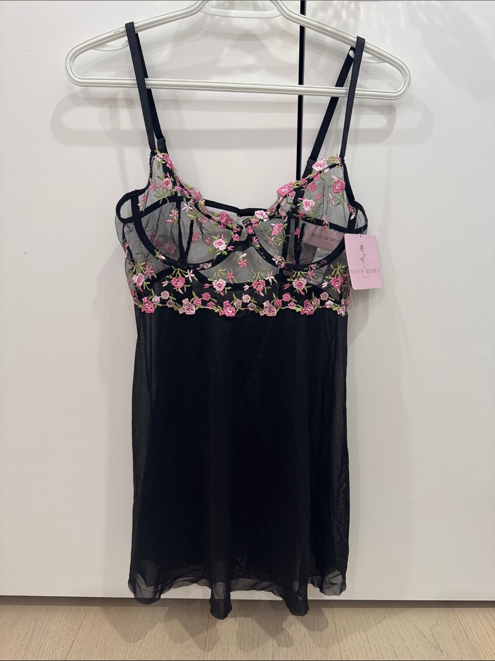 Bed of Roses Embroidered Sheer Babydoll Set
